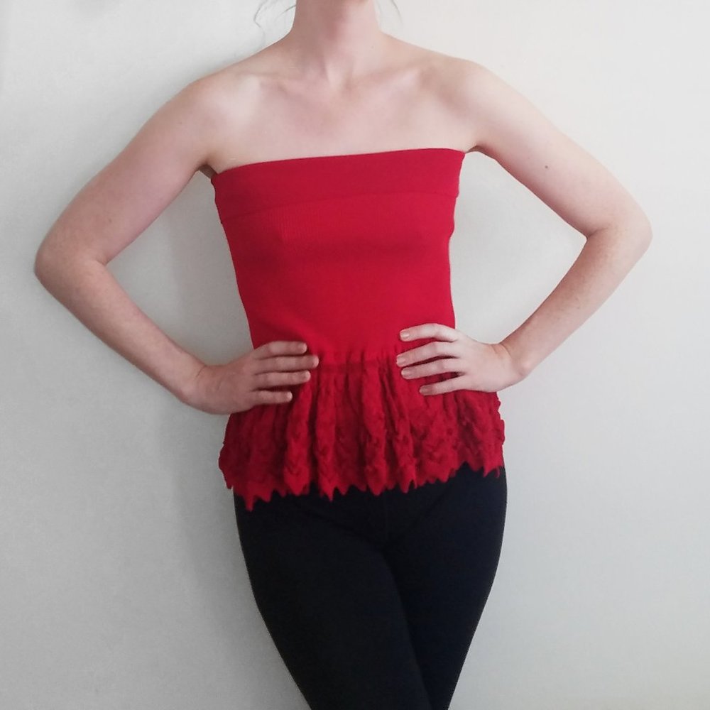 Vintage Angelo Tarlazzi Knit Peplum Tube Top Red